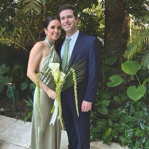 Show Me Your Mumu Jasmine Halter Maxi Dress Moss Green Luxe Satin S